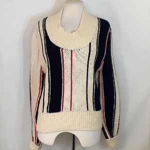 J.w. Anderosn black red and cream striped knit sweater size large new with tags
